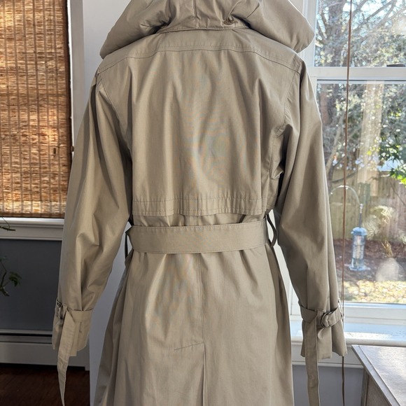 Vintage Womens Beige Trench Coat Sz 10 M/L Belted Removable Lining Hood Overcoat - Picture 6 of 16